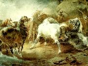 charles emile callande chevaux se battant dans un corral France oil painting artist